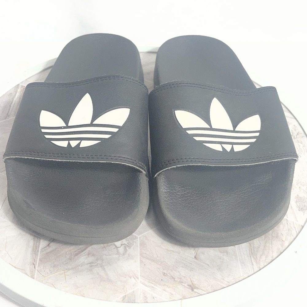 Adidas Adilette Black Slides White Logo US 4 EU 36 Sandals FG8271